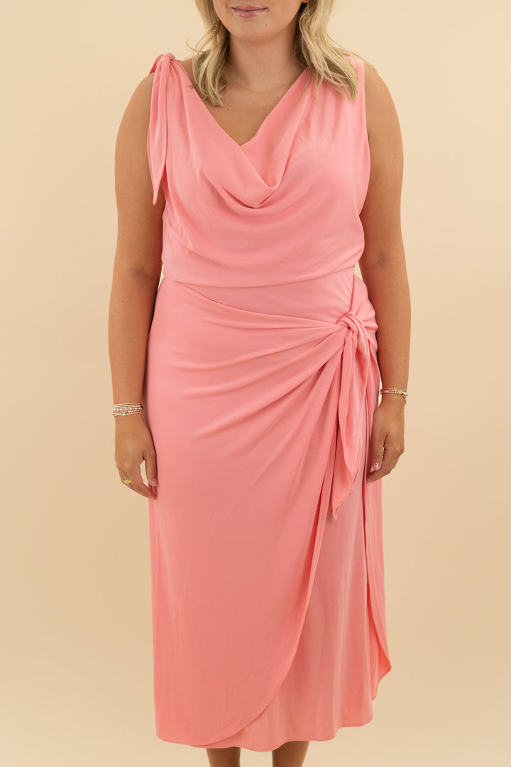 cinq a sept coral midi dress nwt (16; retail $395)