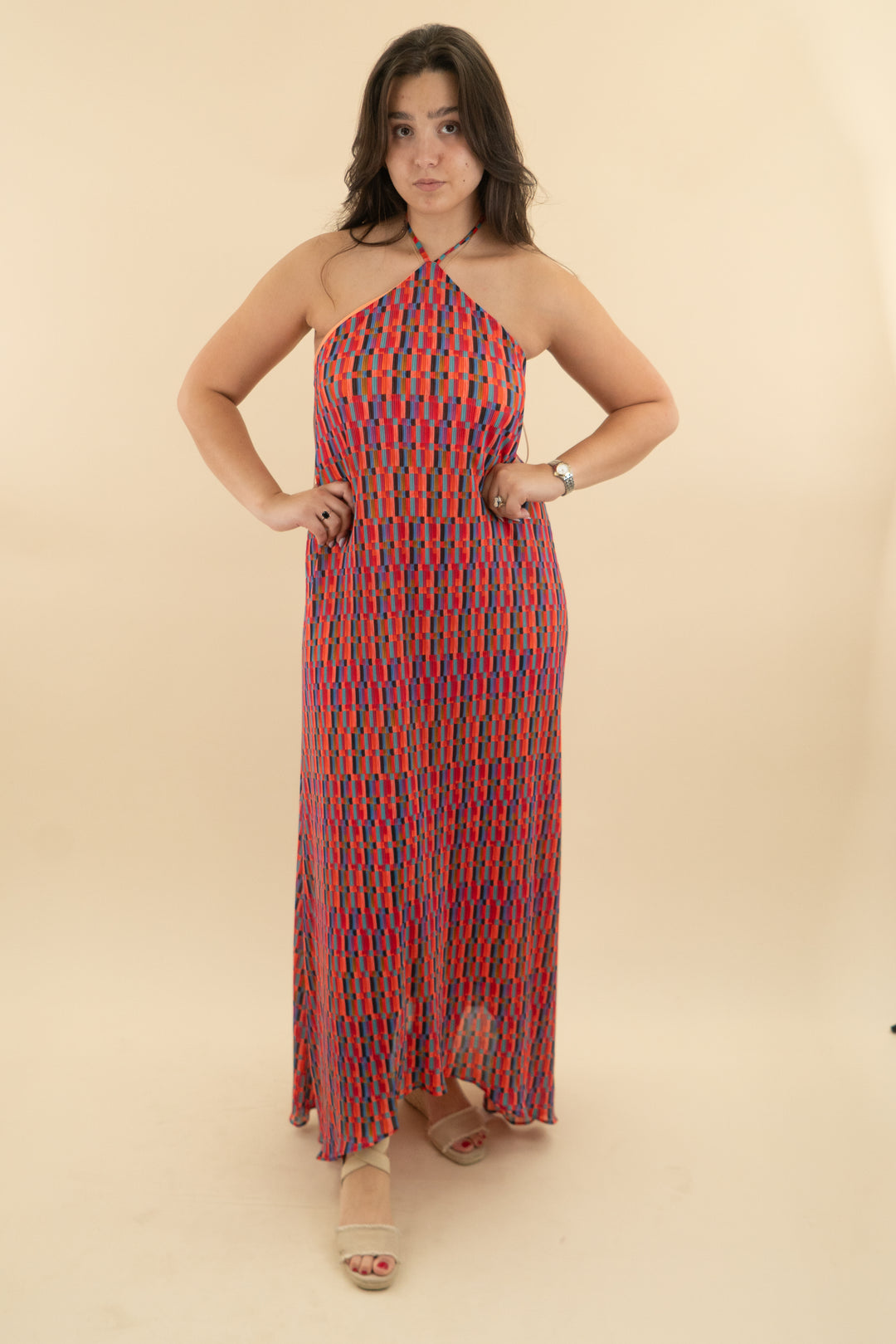 show me your mumu geometric halter maxi (xl; retail $198)