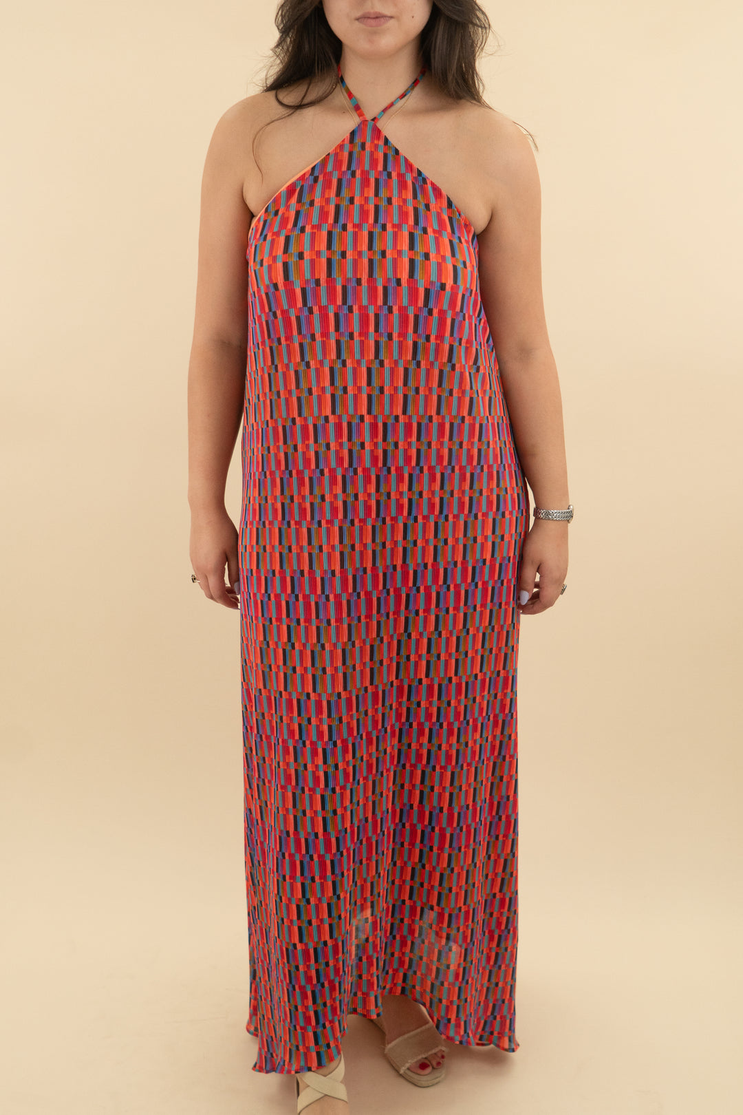 show me your mumu geometric halter maxi (xl; retail $198)