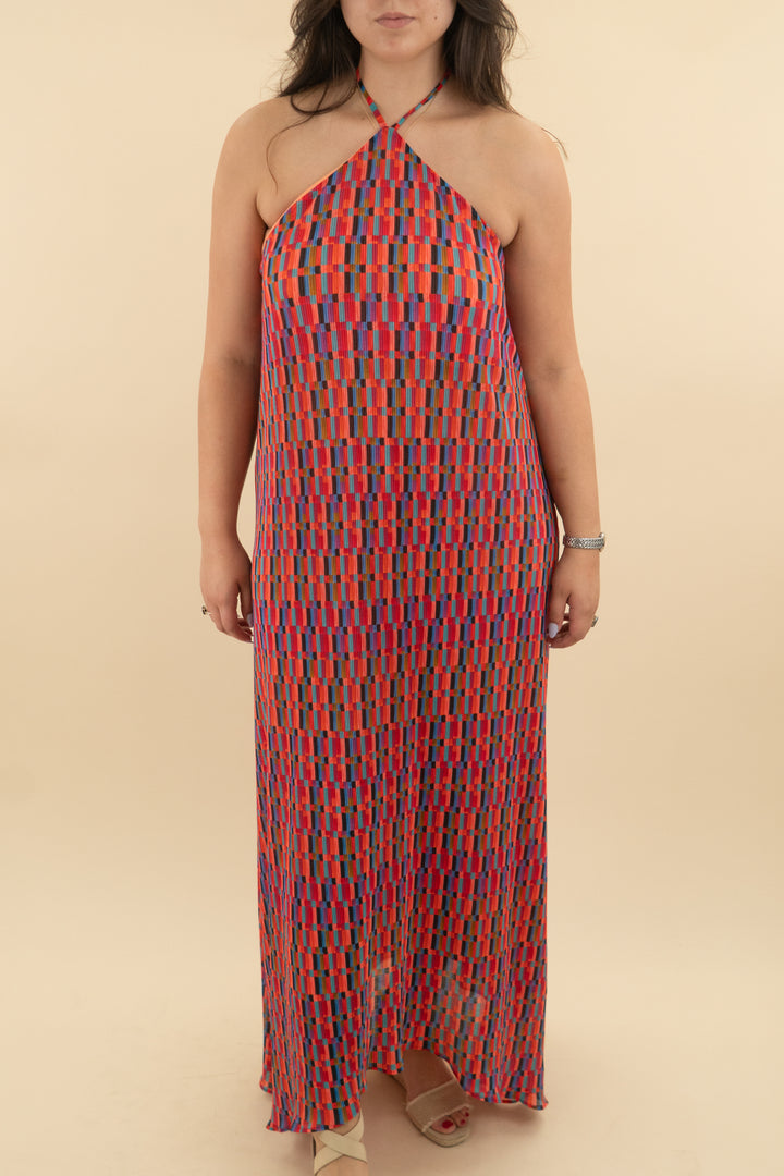 show me your mumu geometric halter maxi (xl; retail $198)