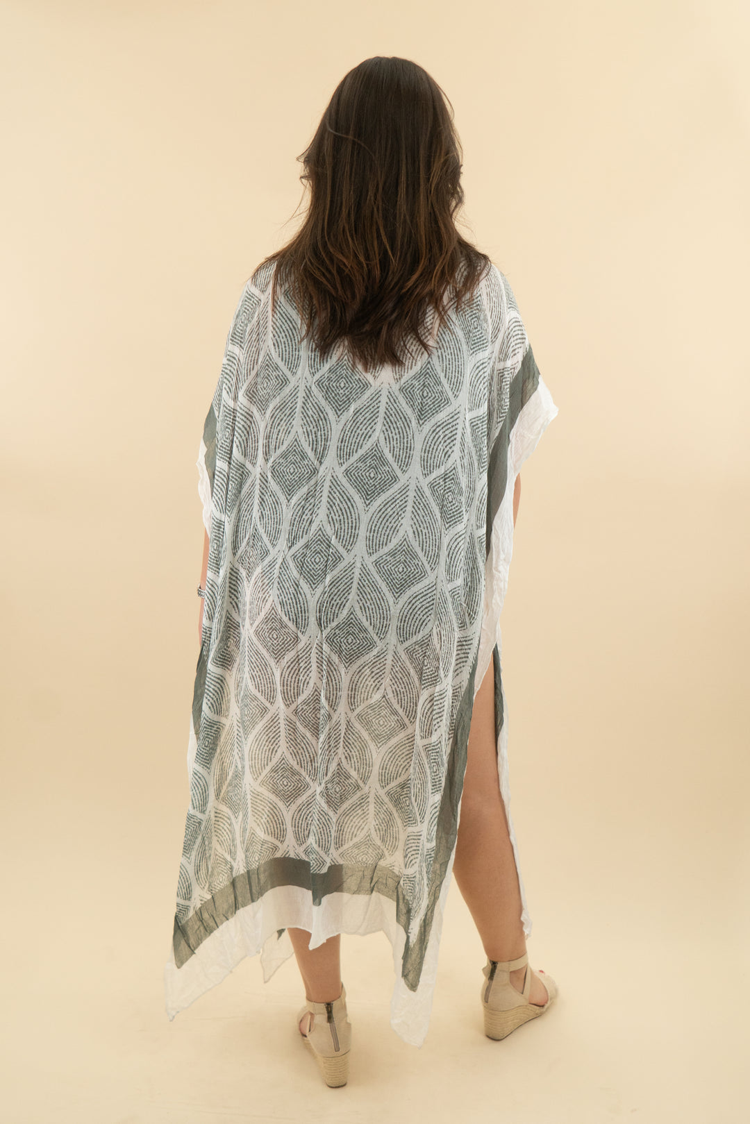 50. michael stars army green and white printed coverup (m; retail $128)
