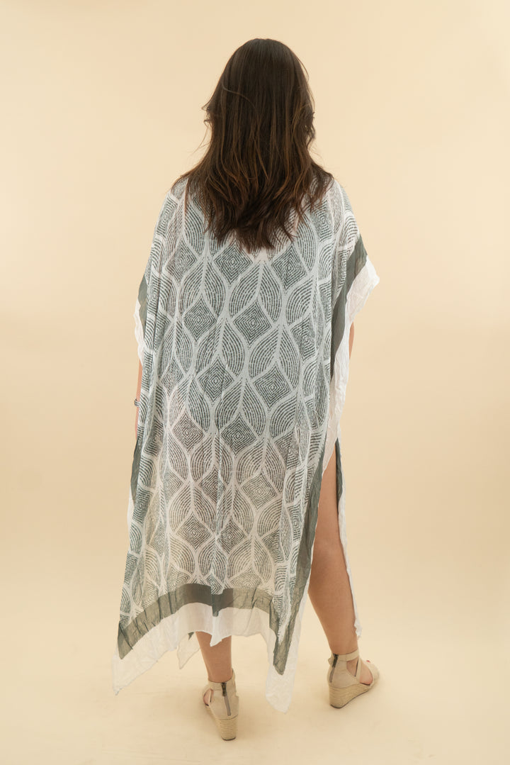 50. michael stars army green and white printed coverup (m; retail $128)