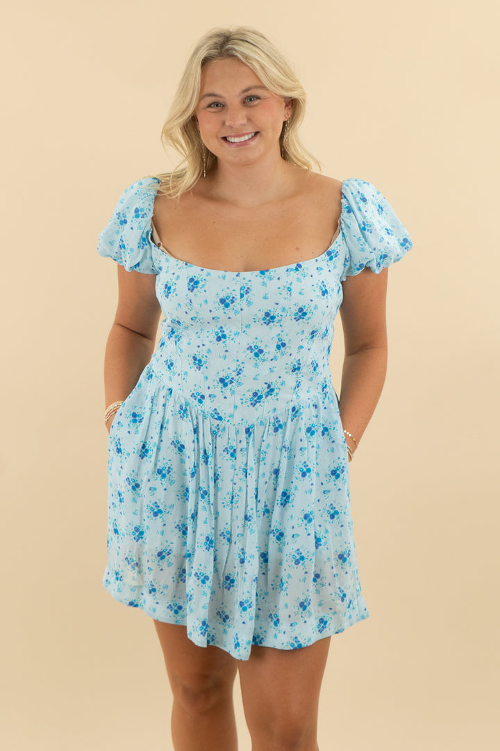 show me your mumu blue floral dress (xxl; retail $168)