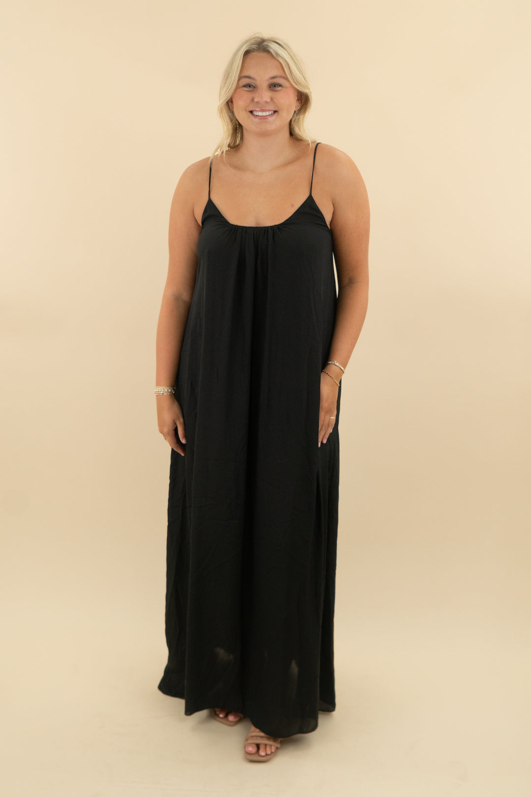 show me your mumu black satin maxi dress (l; retail $138)