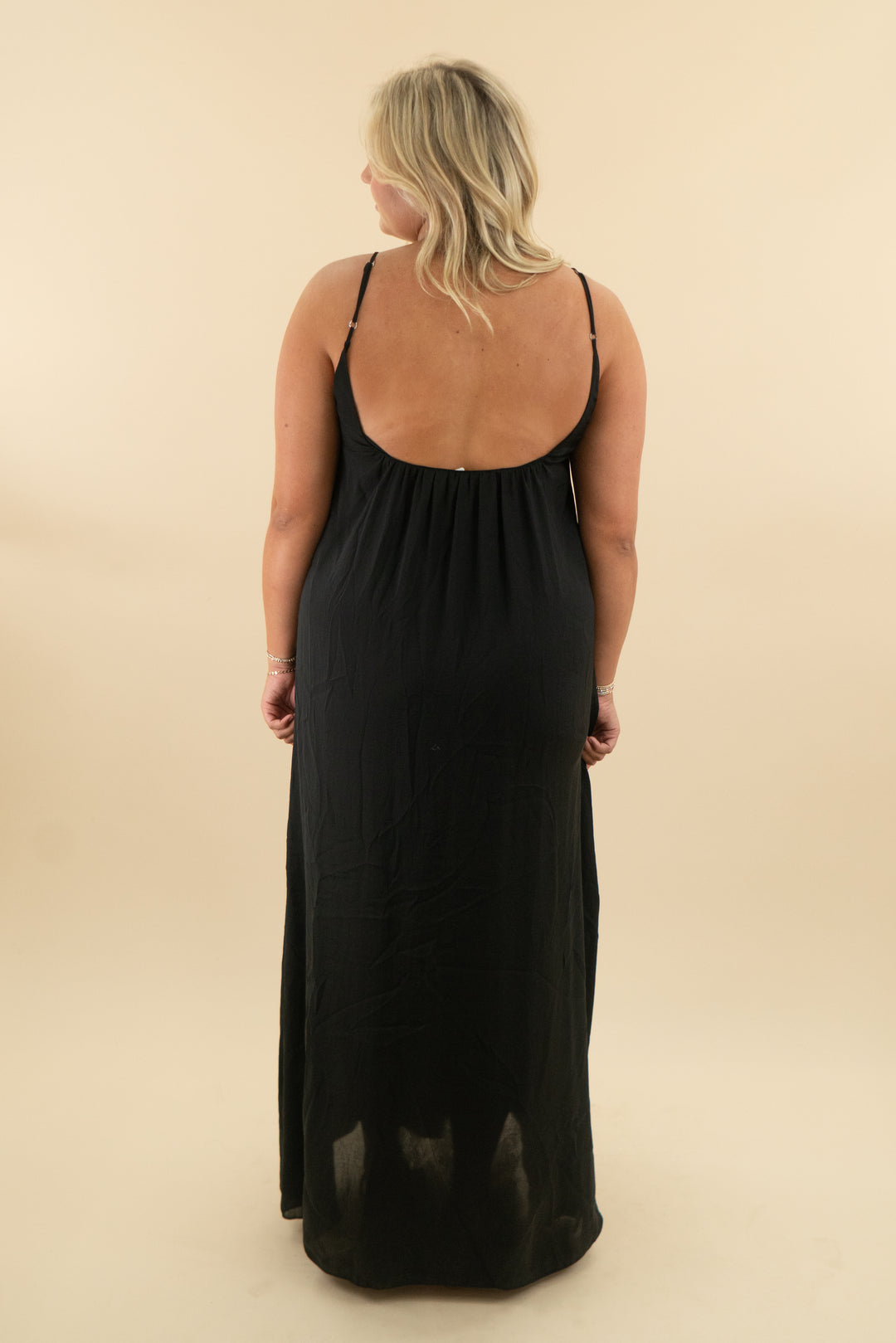 show me your mumu black satin maxi dress (l; retail $138)