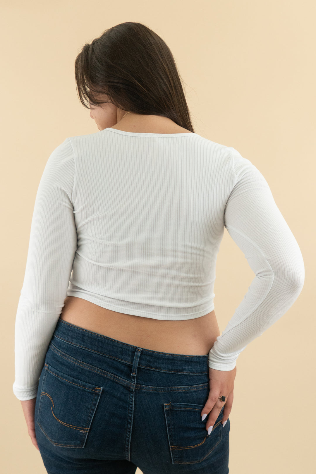 fabletics white ribbed long sleeve top nwt (l: retail $74.95)