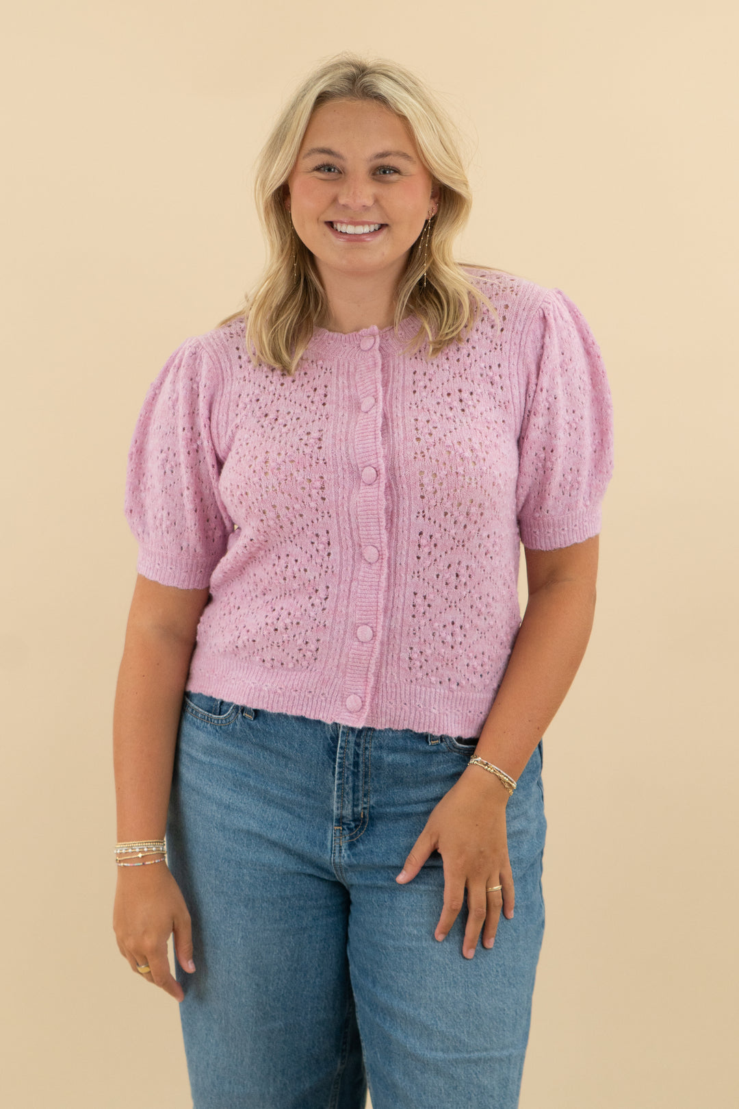 astr pink knit short sleeve sweater nwt (l: retail $109)