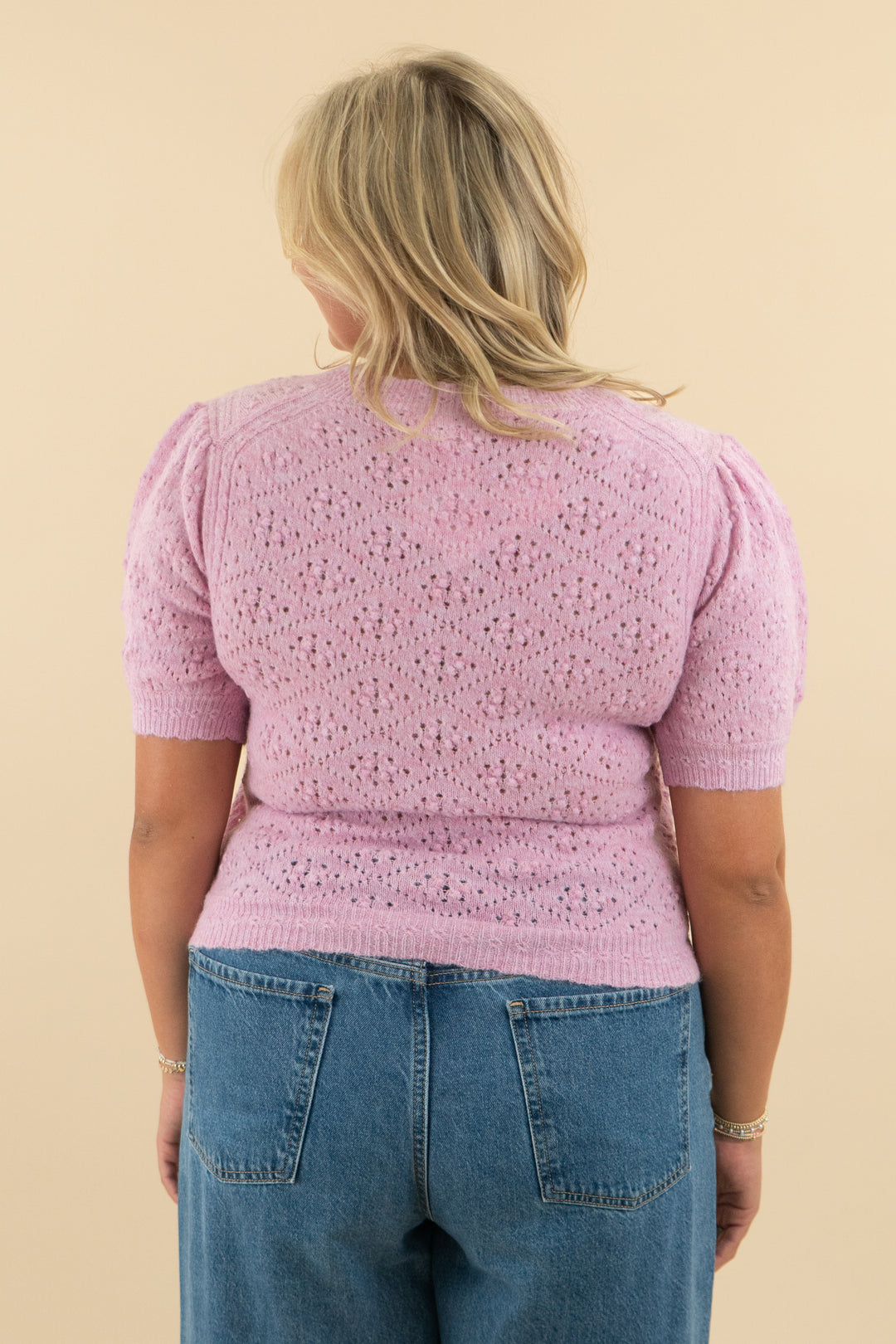astr pink knit short sleeve sweater nwt (l: retail $109)