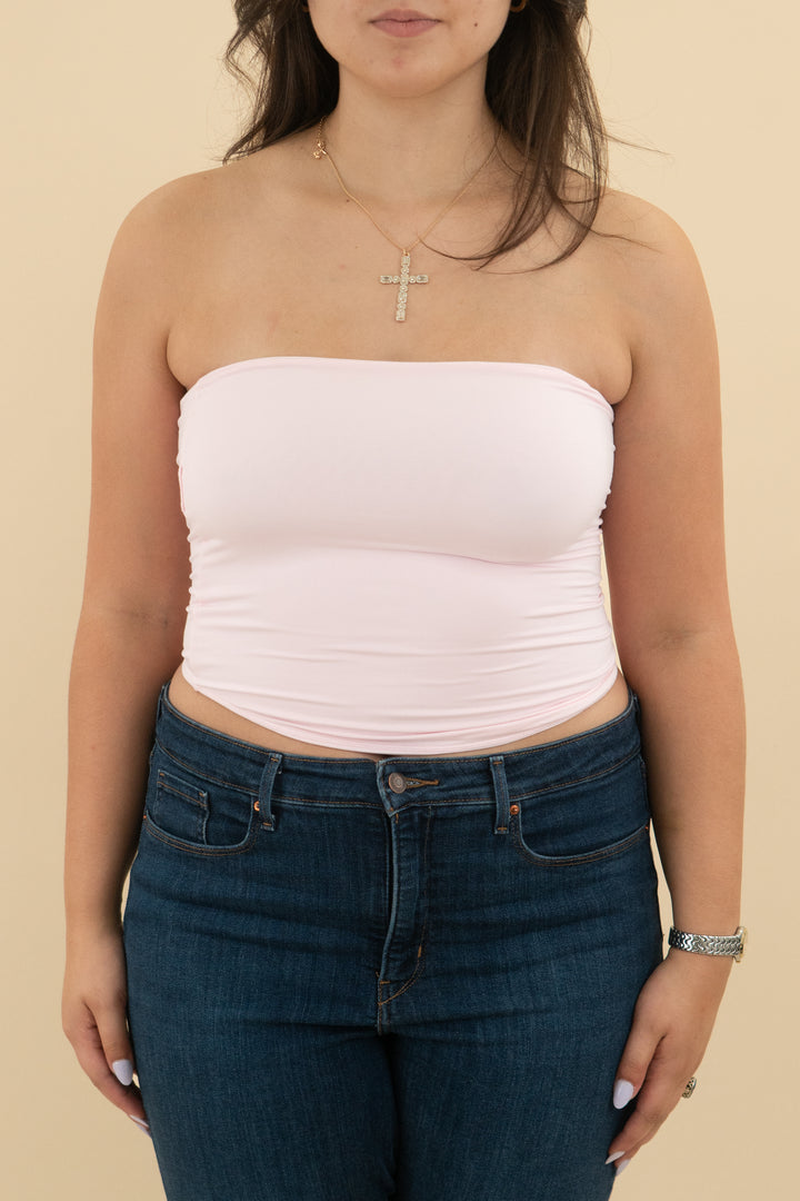 fabletics baby pink tube top (l: retail $44.95)