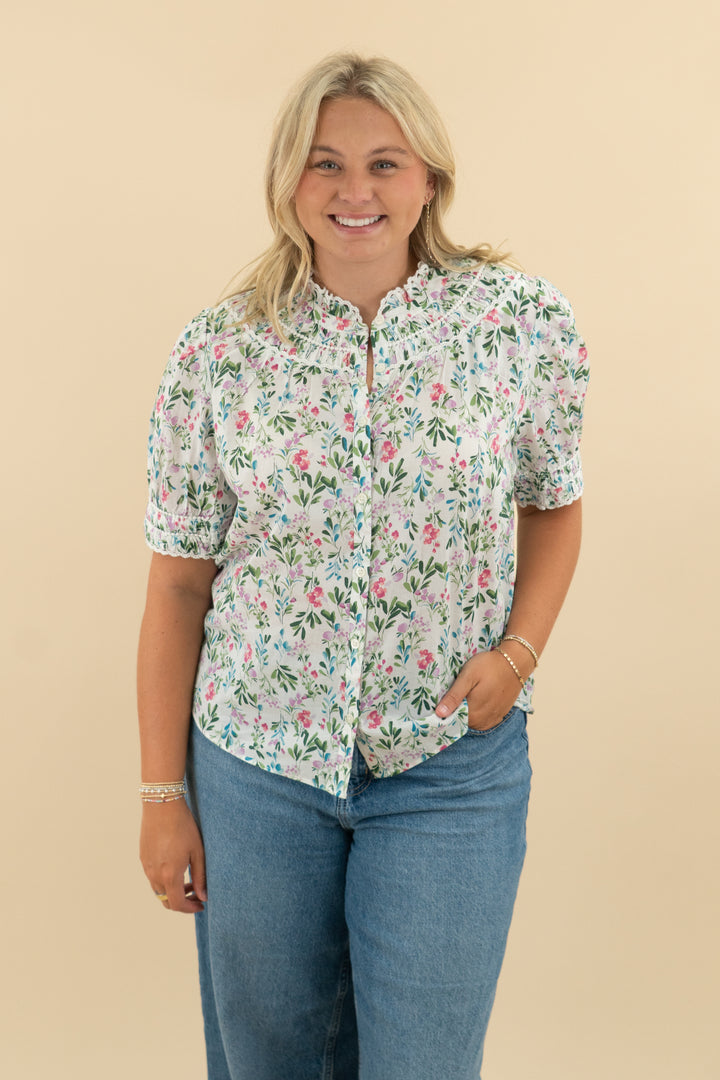 j.crew white floral lace trim smock top nwt (l; retail $98)