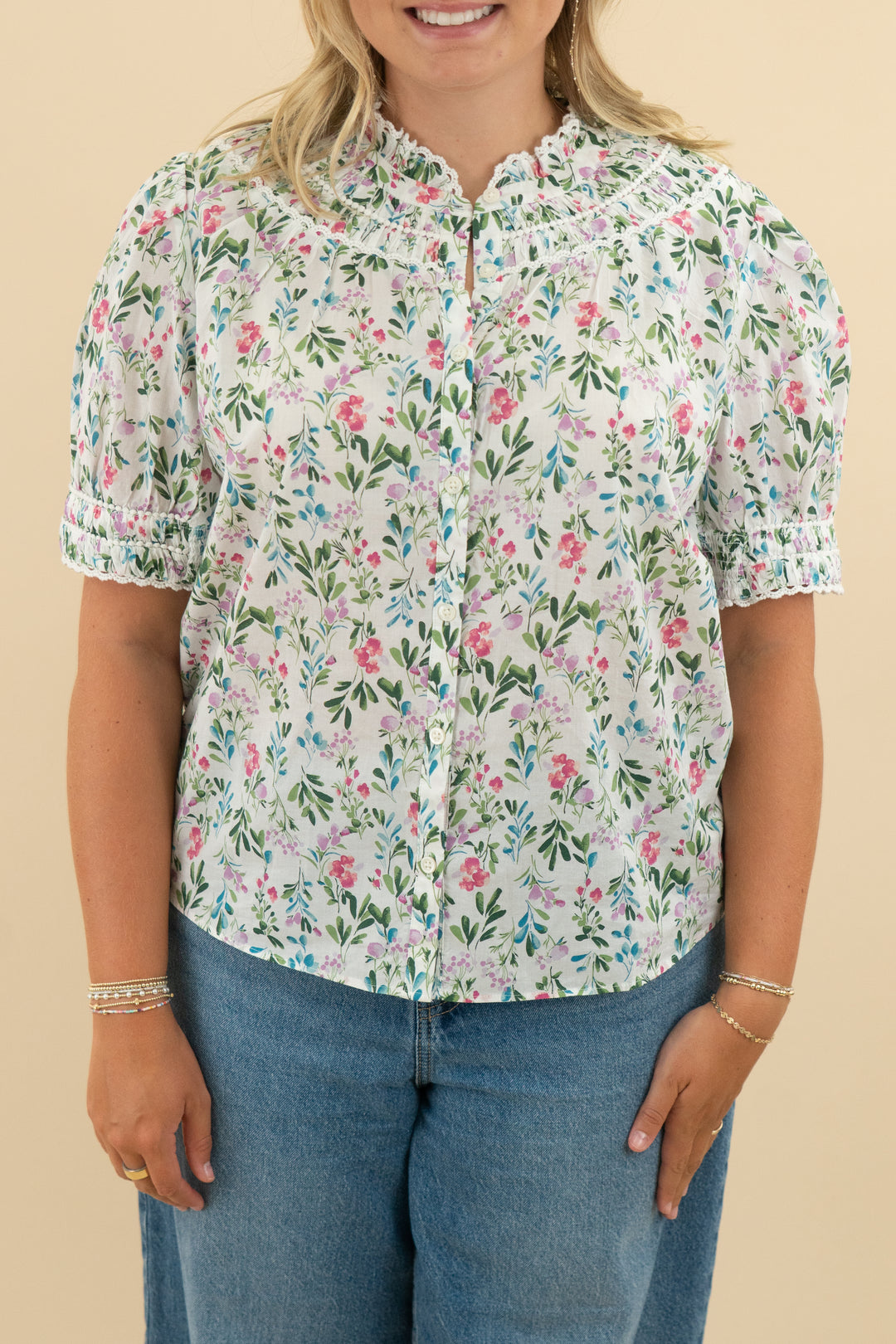 j.crew white floral lace trim smock top nwt (l; retail $98)