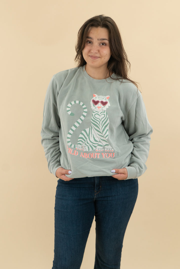 Living Fully Co. Grey "Wild About You" Sweatshirt (l; retail $68)