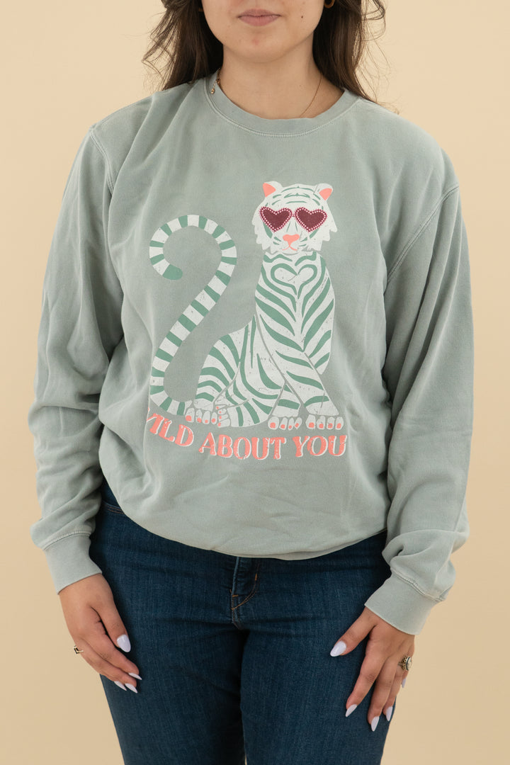 Living Fully Co. Grey "Wild About You" Sweatshirt (l; retail $68)