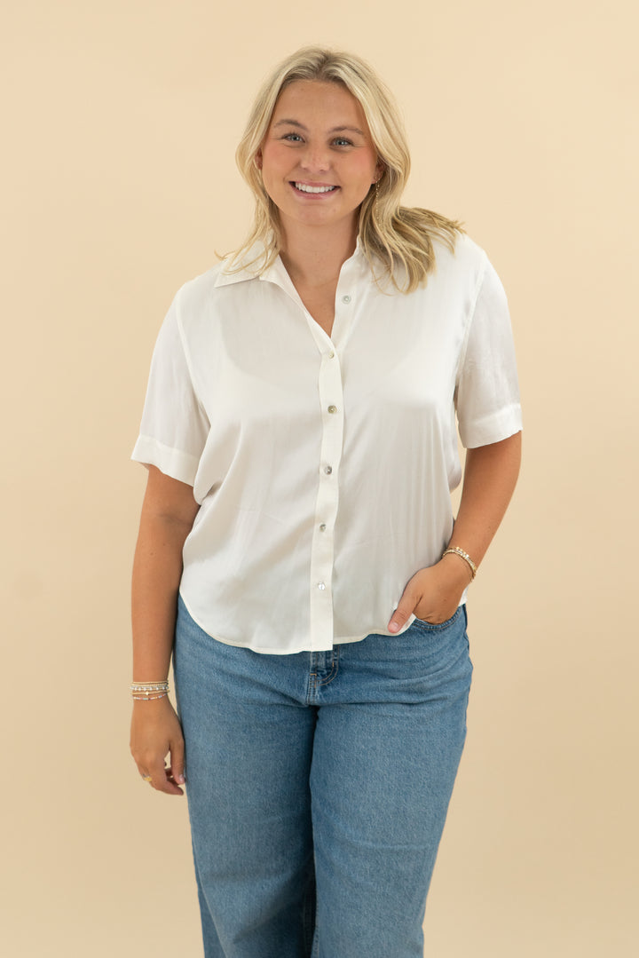 l'agence white silk blouse (xl; retail $385)