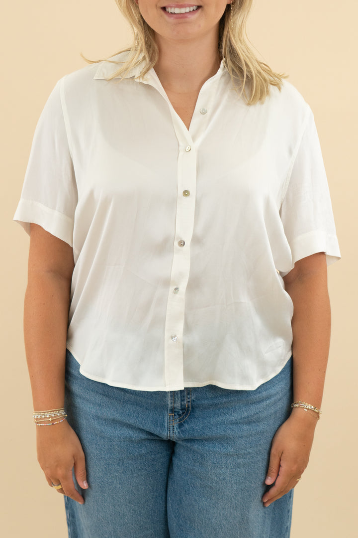 l'agence white silk blouse (xl; retail $385)