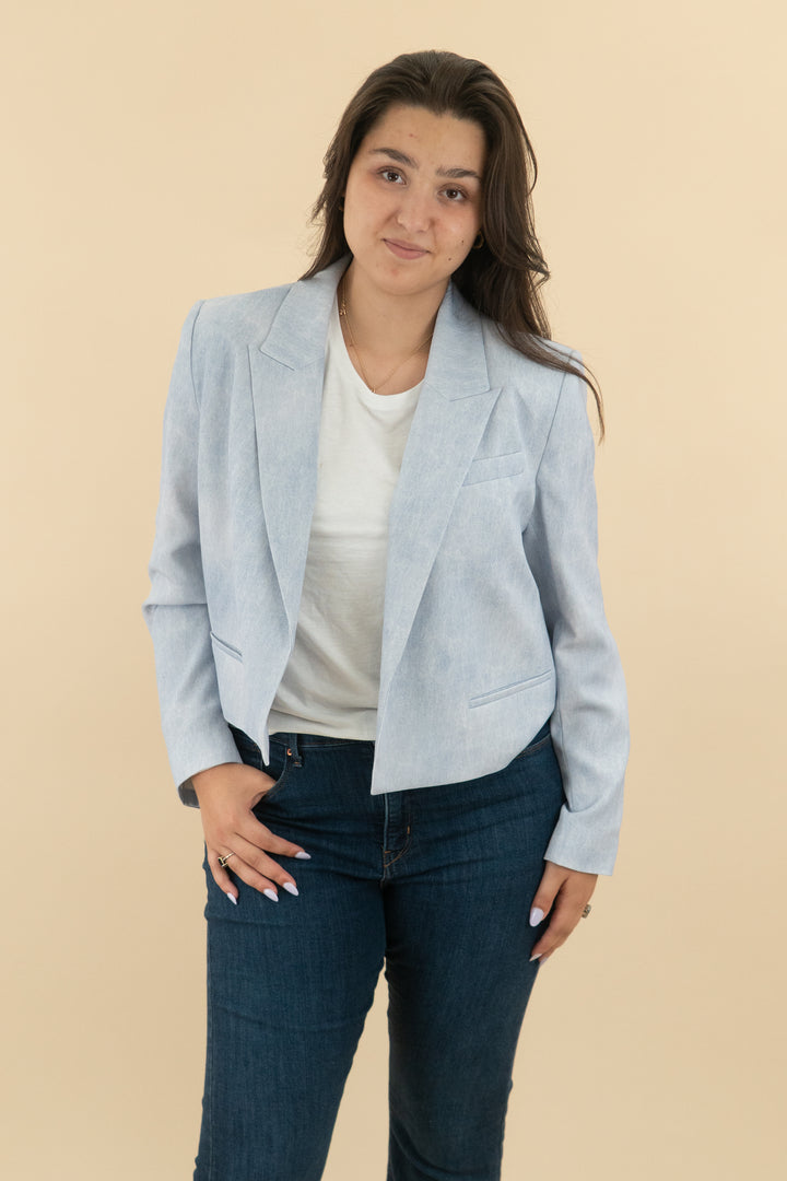 BCBG cropped light blue blazer (xl; retail $149)