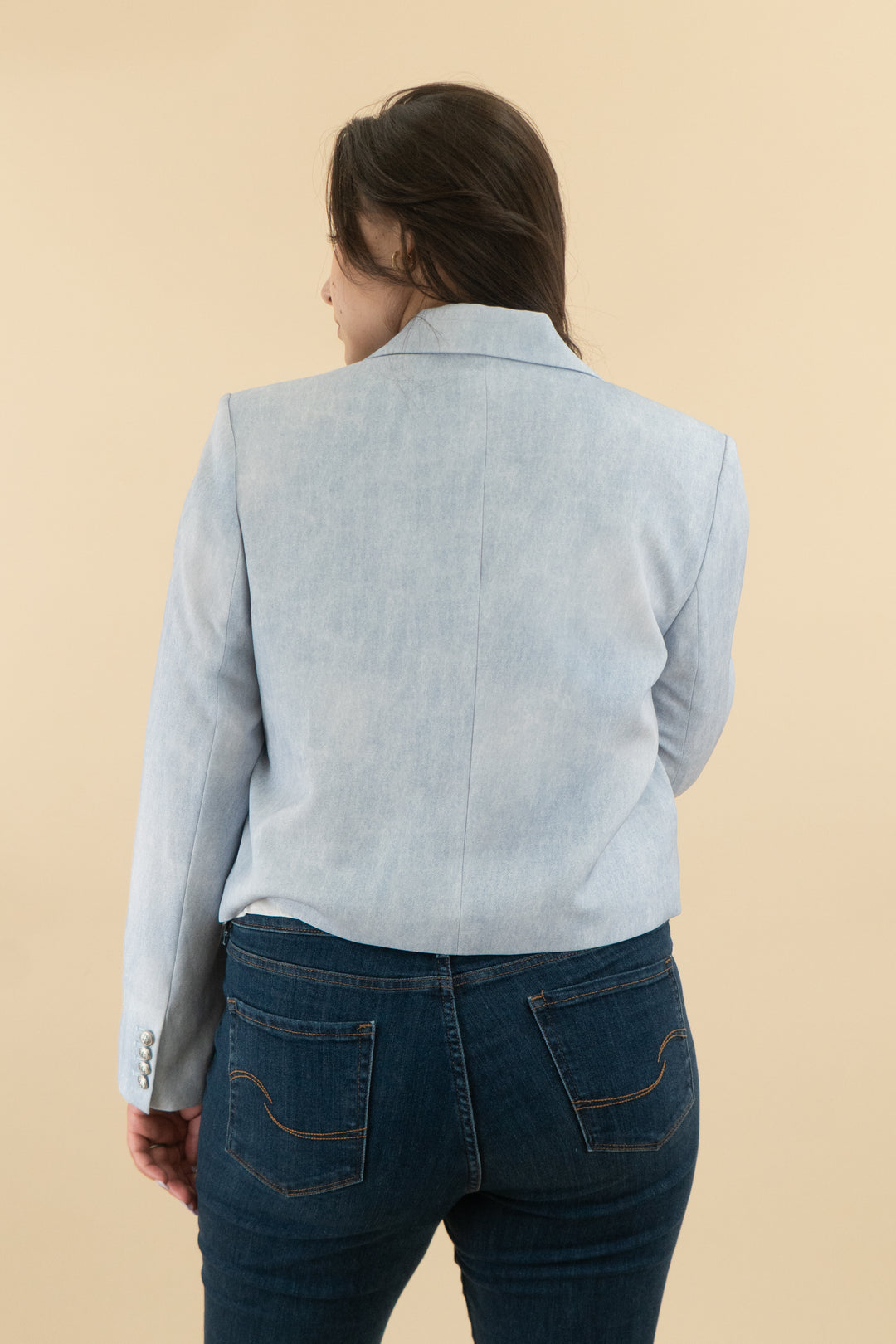 BCBG cropped light blue blazer (xl; retail $149)