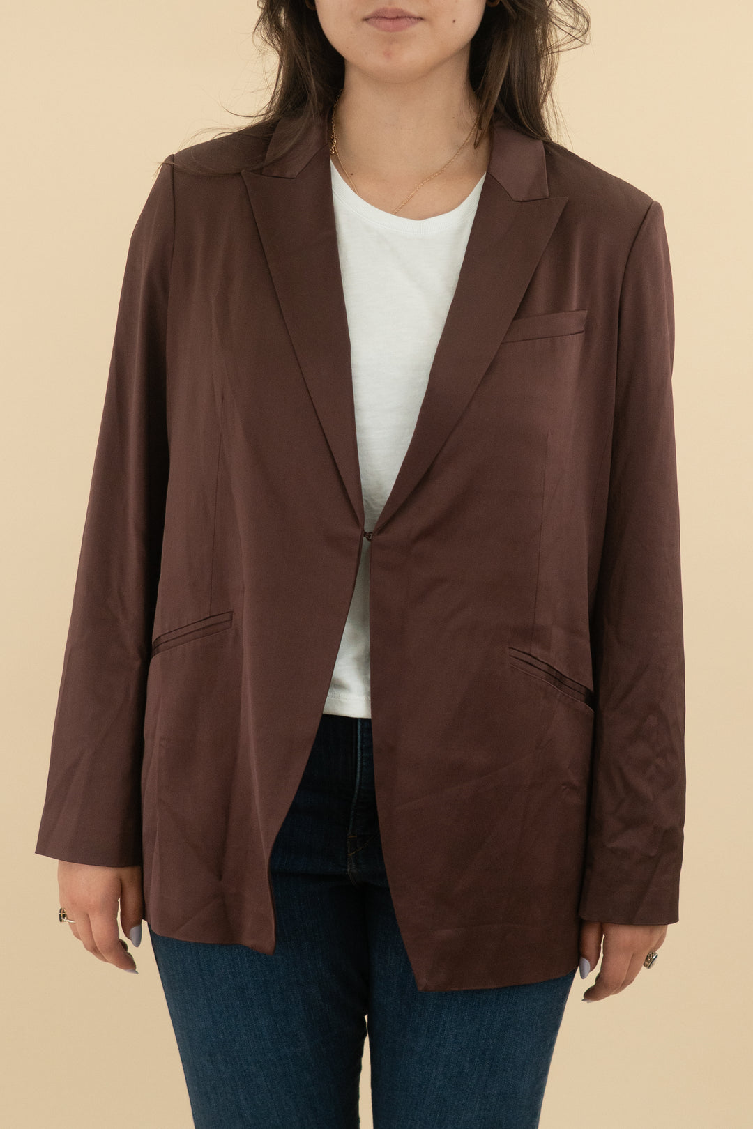 favorite daughter brown satin blazer nwt (xl; retail $378)
