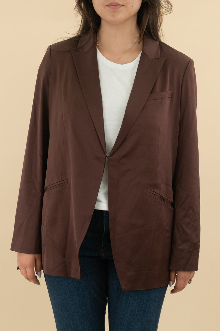 favorite daughter brown satin blazer nwt (xl; retail $378)