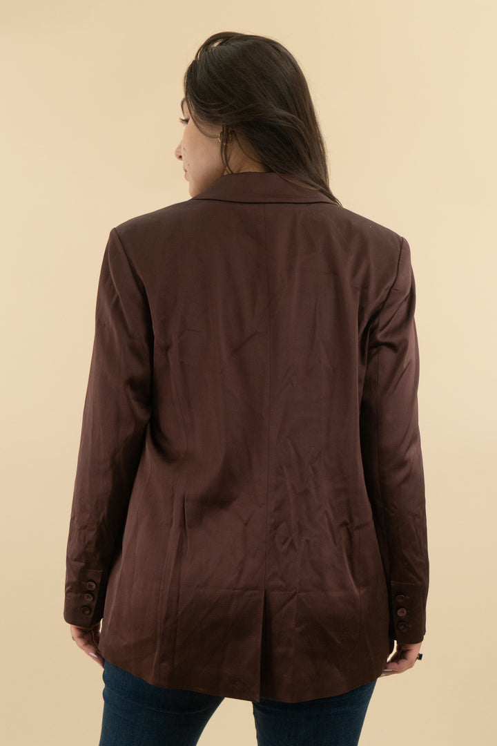 favorite daughter brown satin blazer nwt (xl; retail $378)