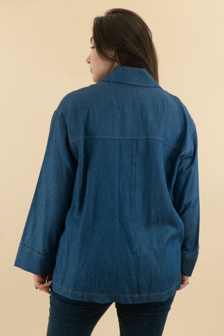 zara denim blazer (xl; retail $89)