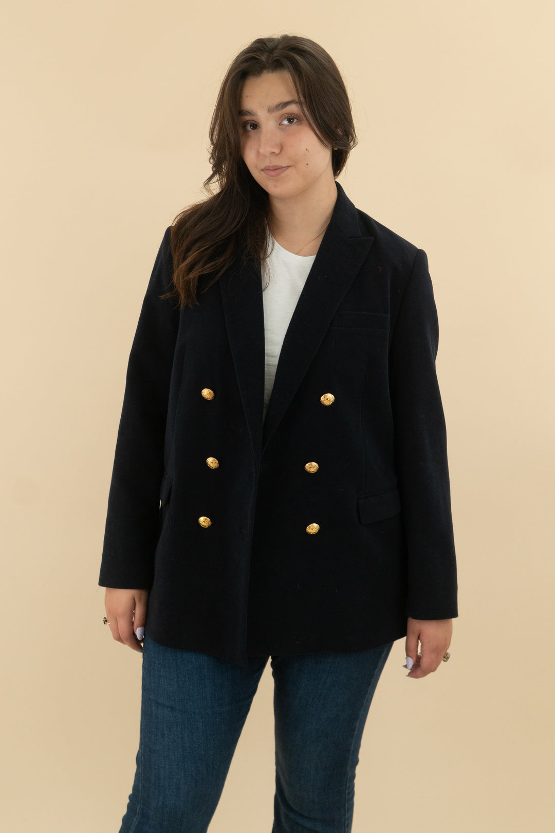 zara dark navy blazer (xxl; retail $129)