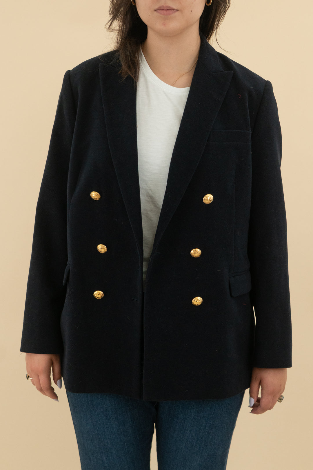 zara dark navy blazer (xxl; retail $129)
