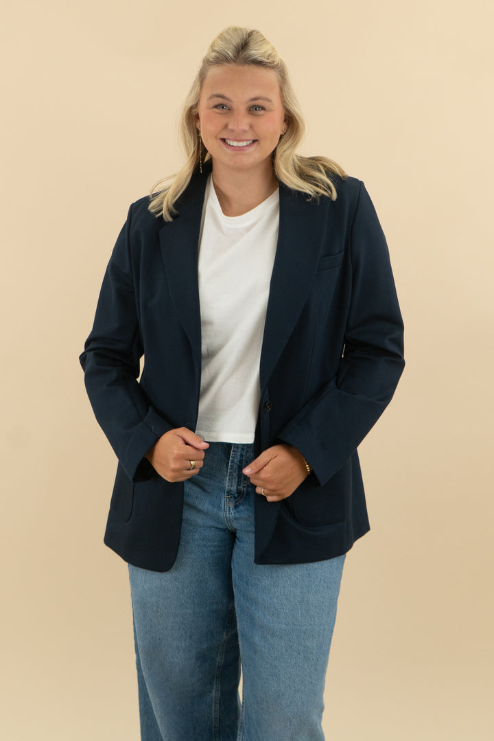 banana republic navy blazer (xl; retail $180)