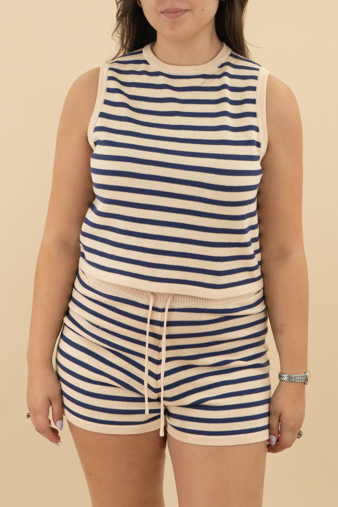 petal & pup navy tan stripe knit set nwt (l/xl: retail $89)