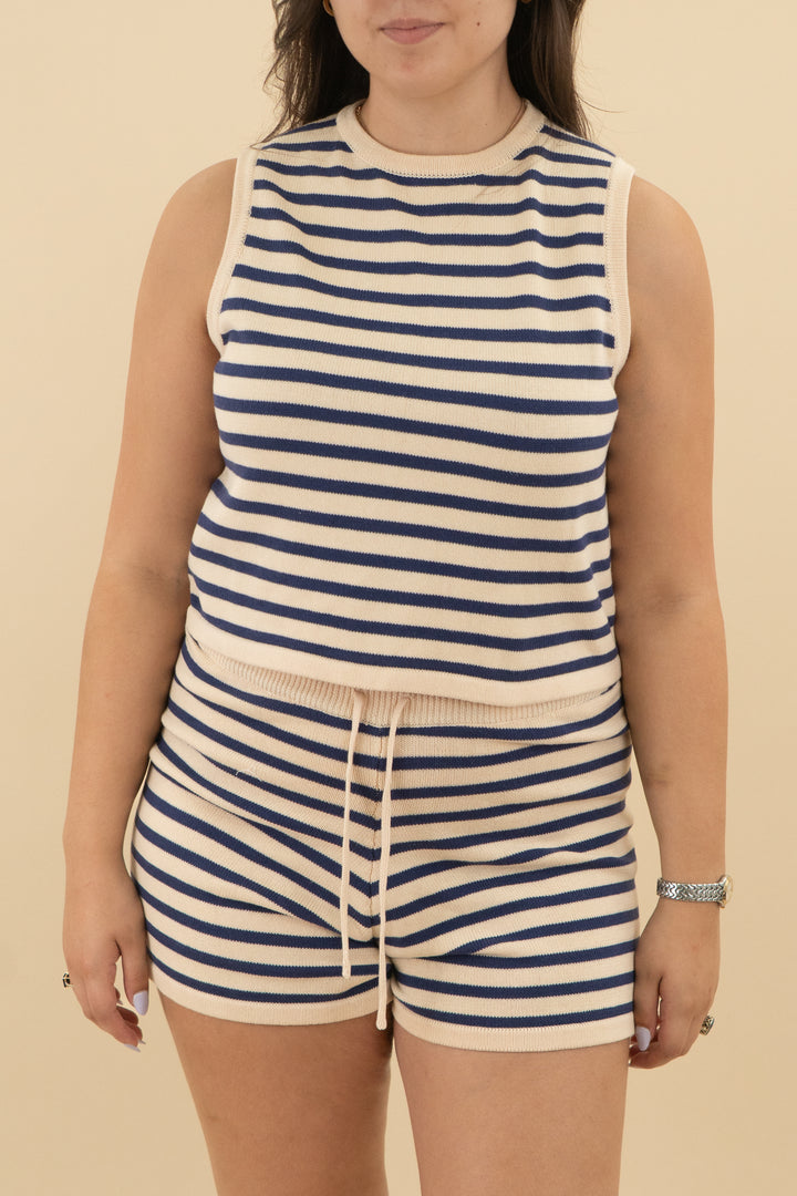petal & pup navy tan stripe knit set nwt (l/xl: retail $89)