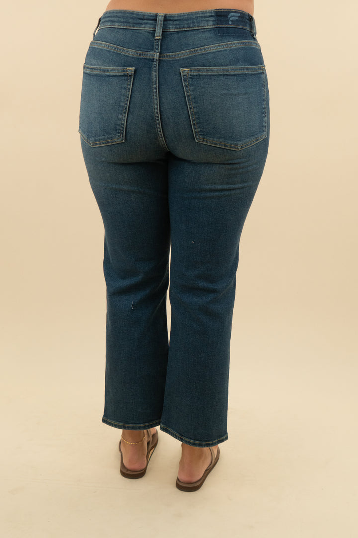 fabletics medium wash high rise straight jeans nwt (32: retail $149.95)