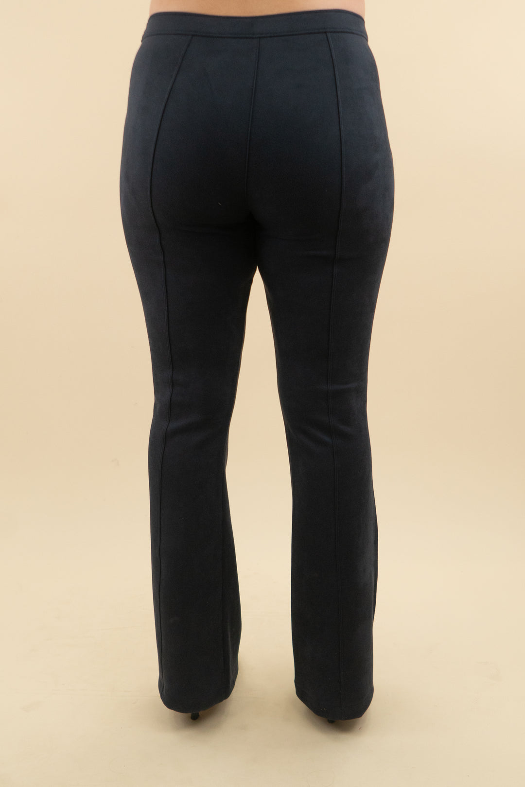 spanx navy suede slim flare pant (xlt, retail $128)