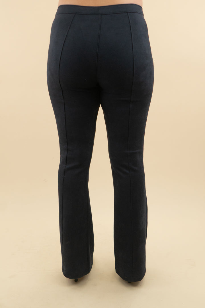 spanx navy suede slim flare pant (xlt, retail $128)