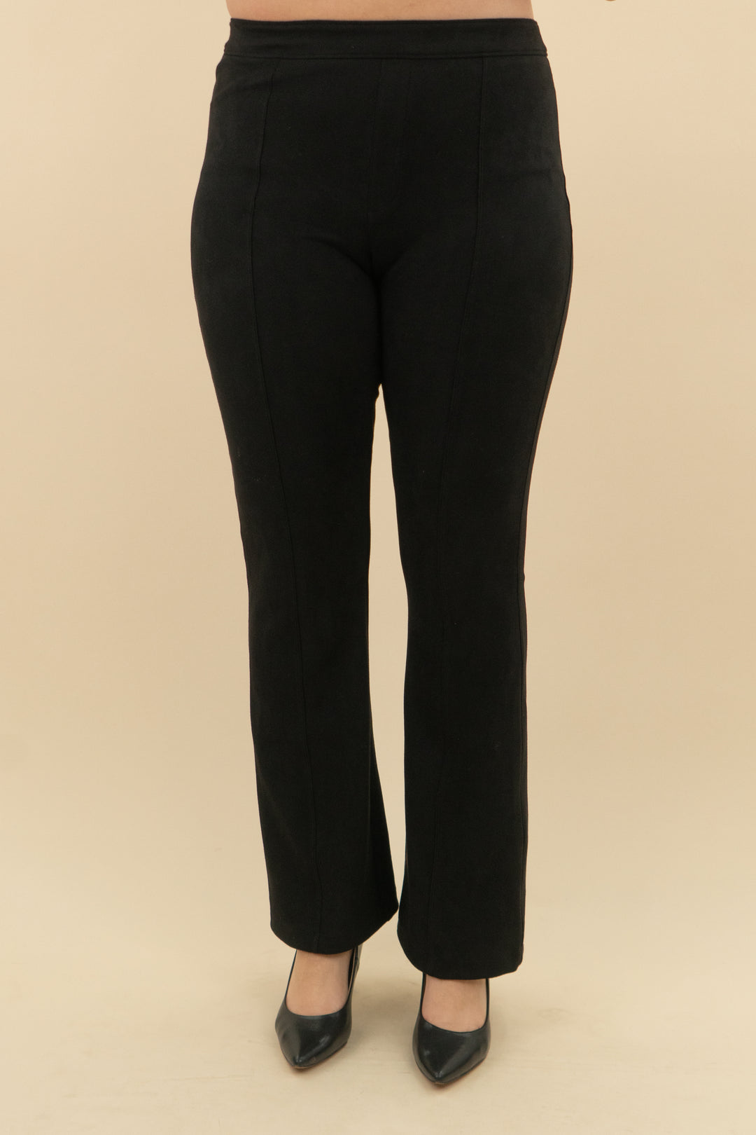 spanx black suede slim flare pant (xlt; retail $128)