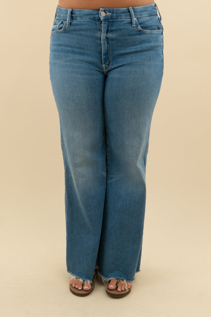mother light wash high rise wide leg jean (32; retail $268)