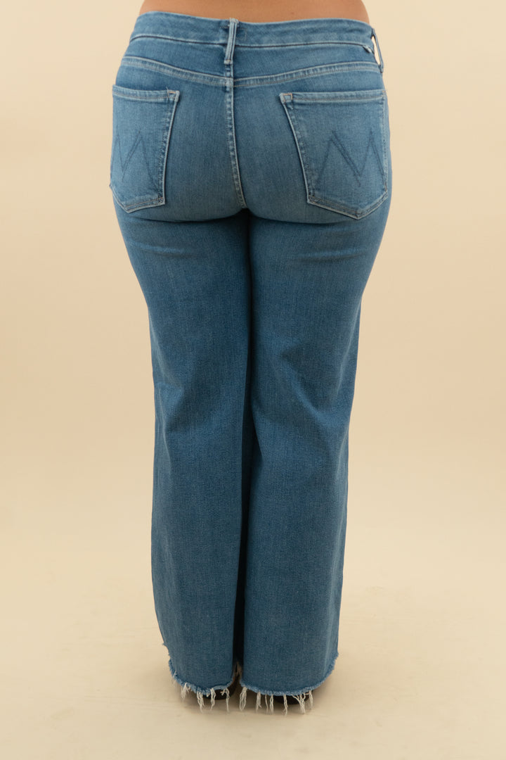 mother light wash high rise wide leg jean (32; retail $268)