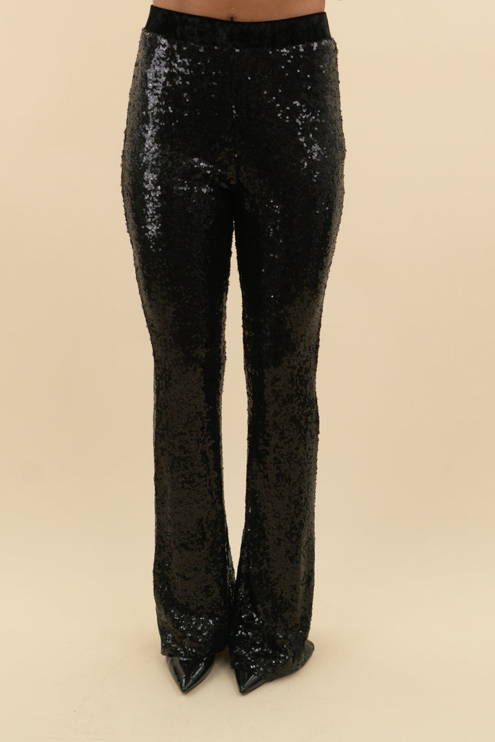 black sequin bell bottom pants (s)