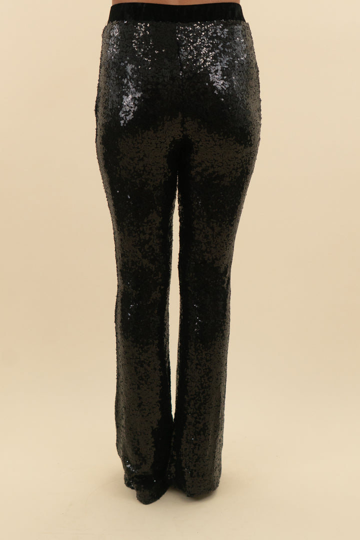 black sequin bell bottom pants (s)