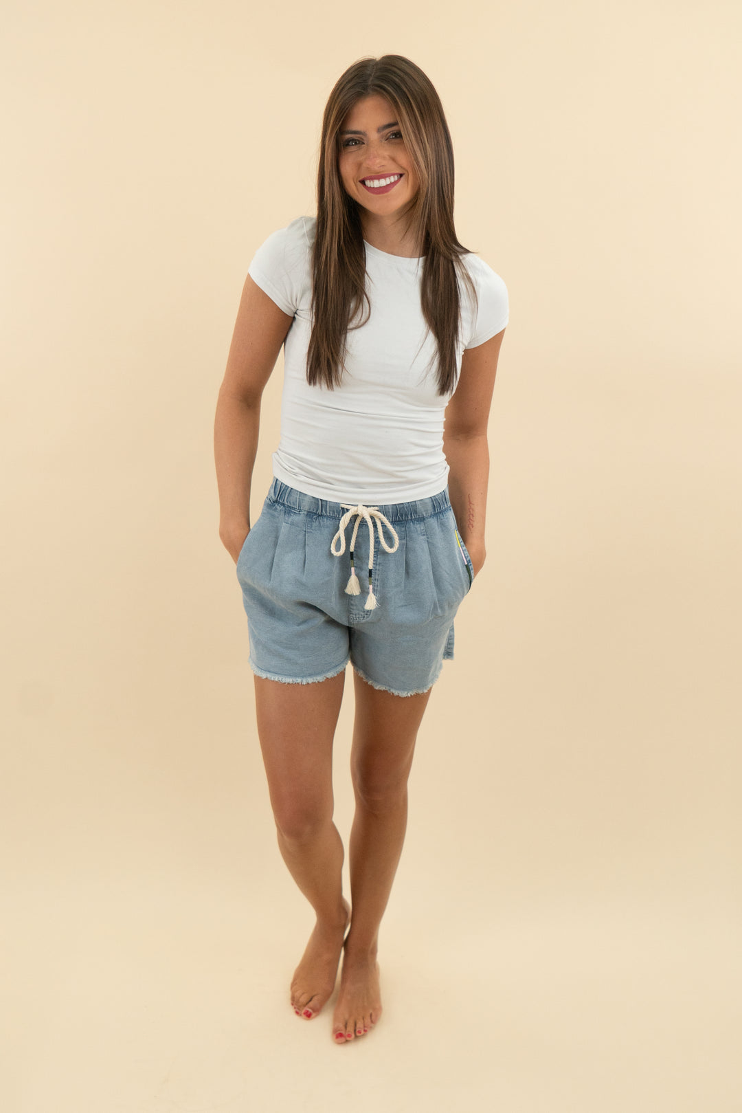 spiritual gangster chambray pull on short nwt (s; retail $98)