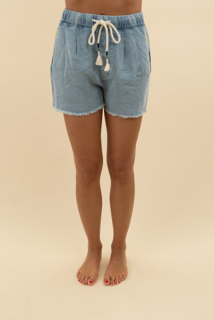 spiritual gangster chambray pull on short nwt (s; retail $98)