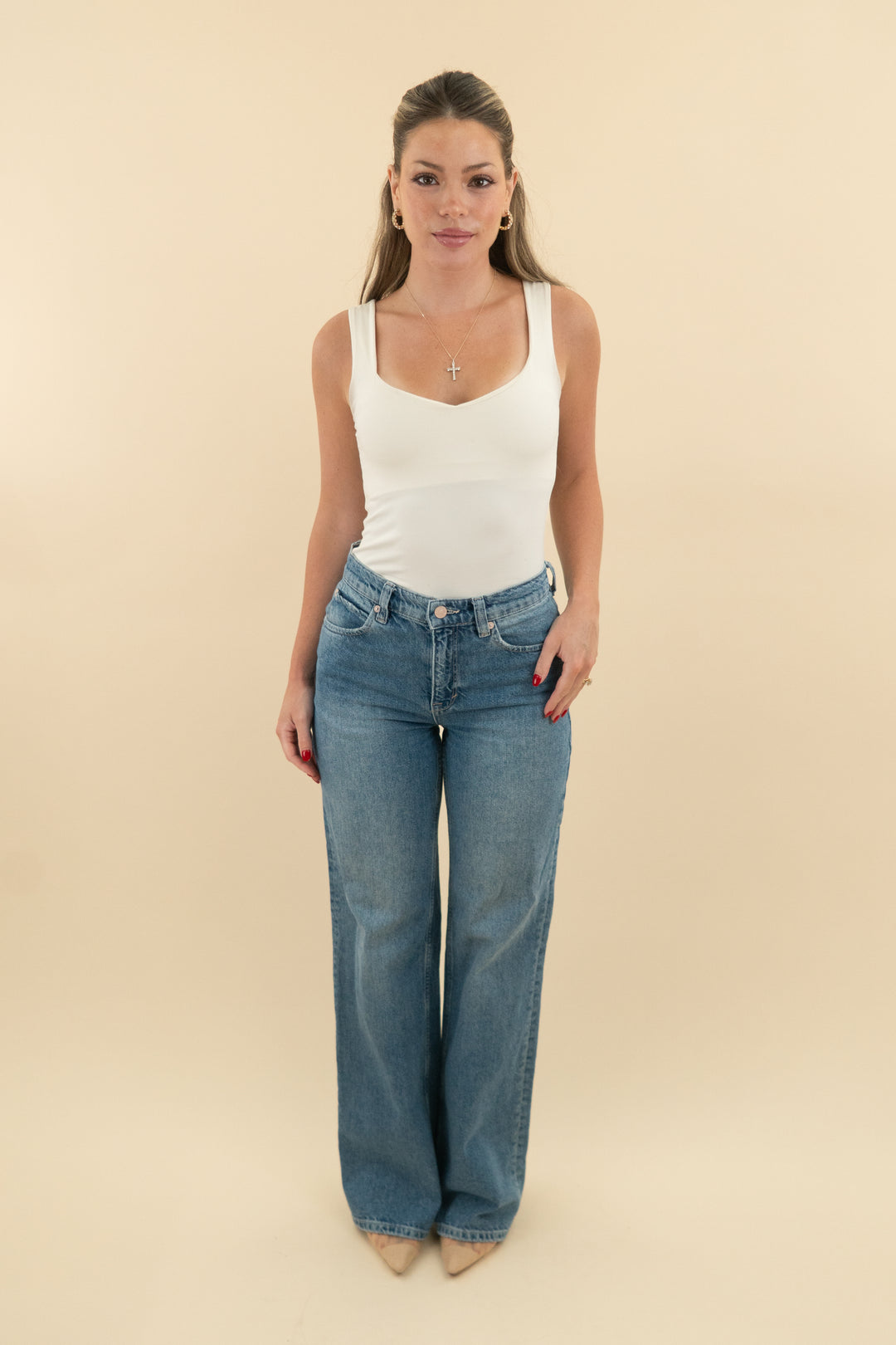 we the free baggy mid rise straight leg jean (xs; retail $98)