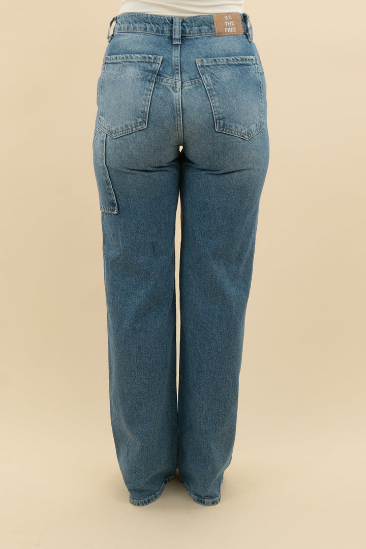 we the free baggy mid rise straight leg jean (xs; retail $98)