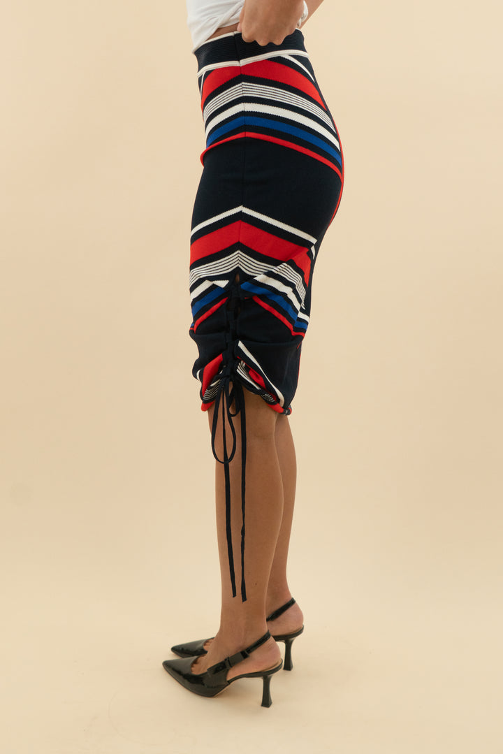 tommy hilfiger x gigi haded red/white/blue stripe knit skirt (s)