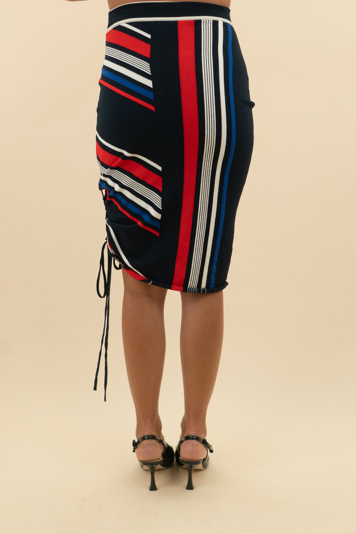 tommy hilfiger x gigi haded red/white/blue stripe knit skirt (s)