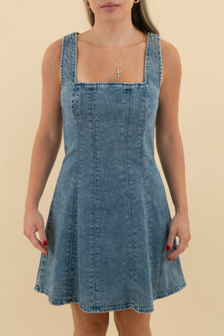 47. Abercrombie & Fitch Denim Square Neck Mini Dress nwt (s; retail $90)