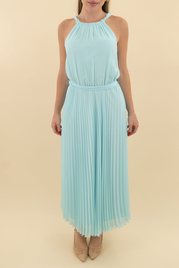 i.n.c light blue halter top midi dress (2; retail $88)