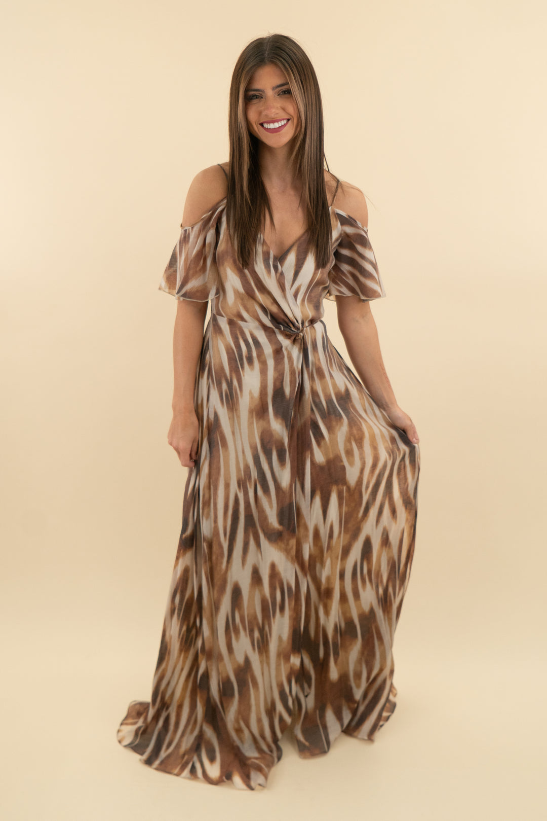 Inance Brown Wrap Maxi Dress nwt (s; retail $240)