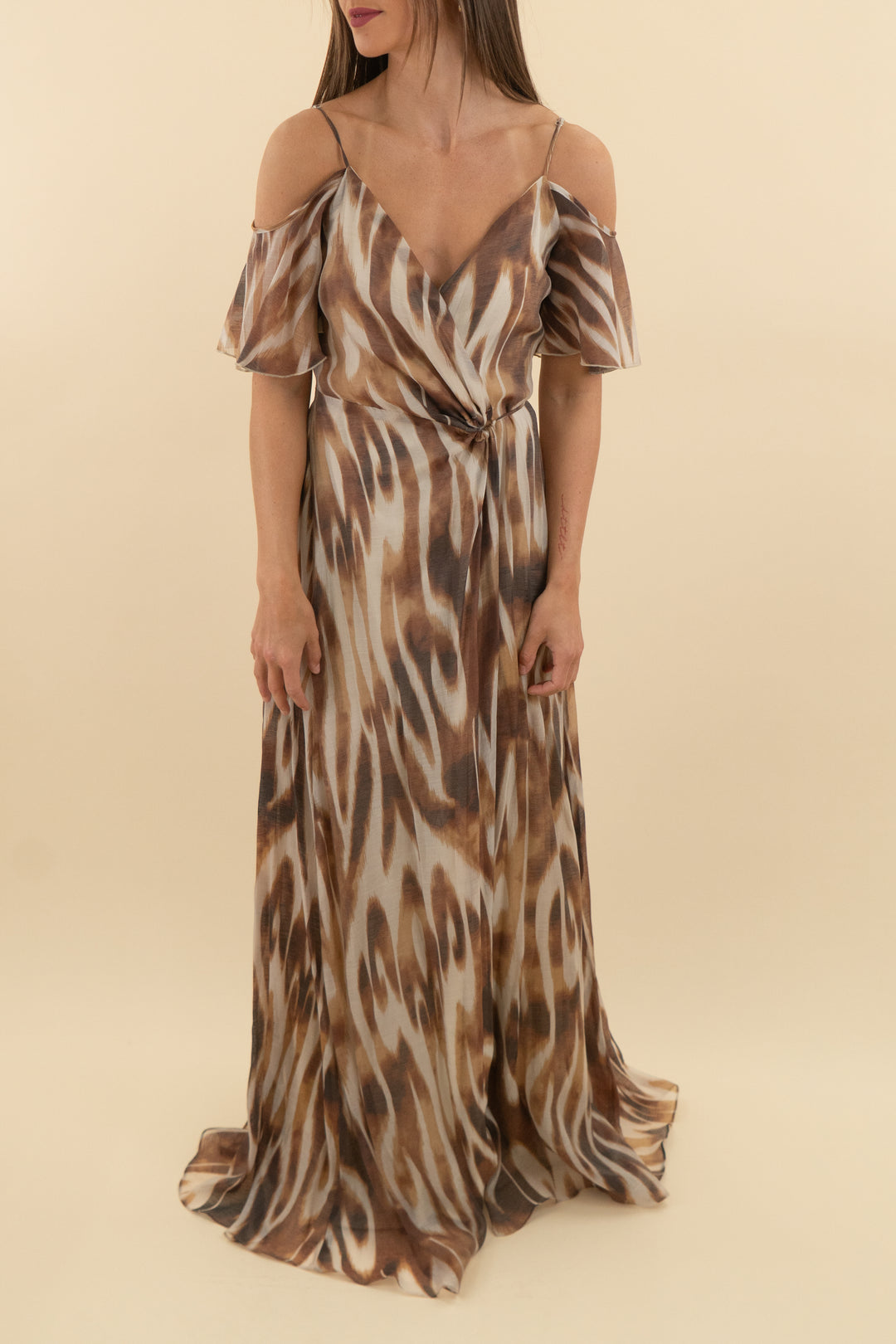 Inance Brown Wrap Maxi Dress nwt (s; retail $240)