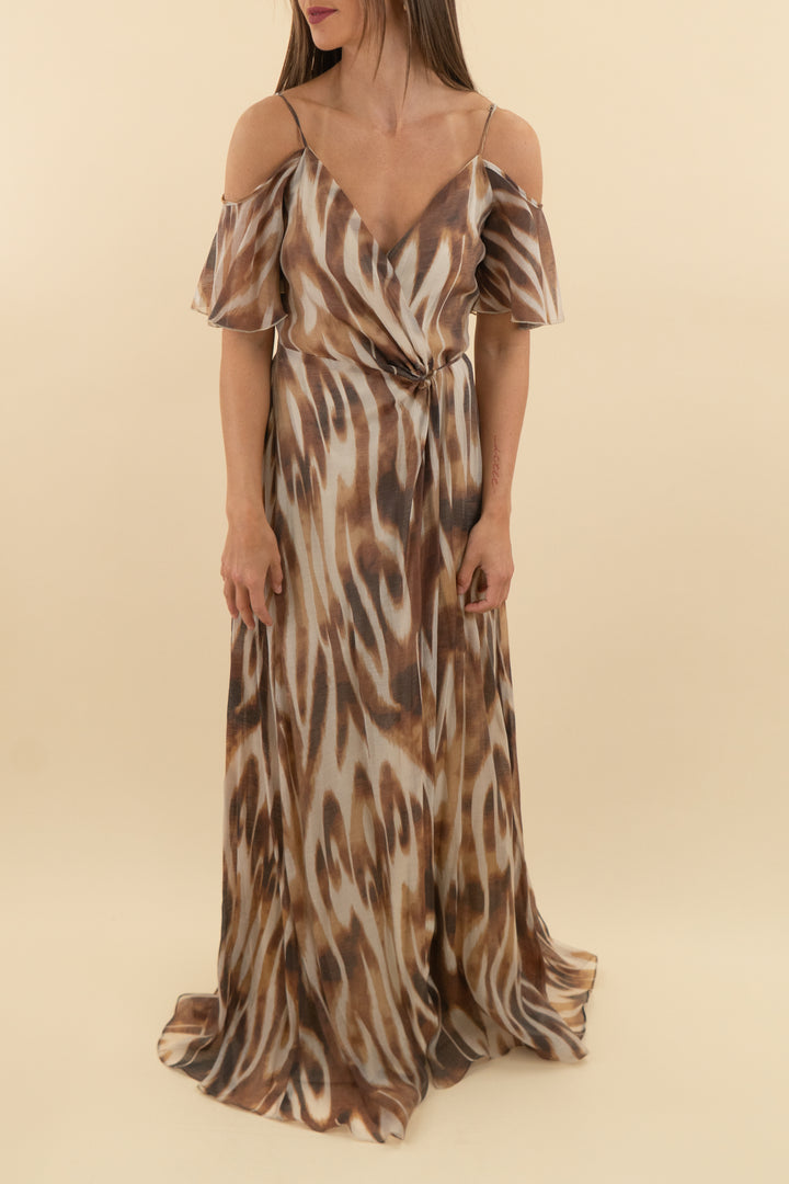 Inance Brown Wrap Maxi Dress nwt (s; retail $240)
