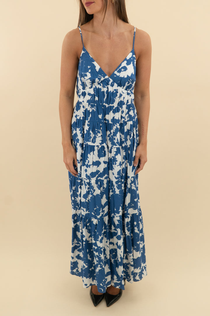 Abercrombie & Fitch Blue and White Floral Maxi Dress Tie (s; retail $120)
